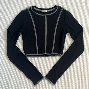 Garage Black Long Sleeve with White Exposed Stitching